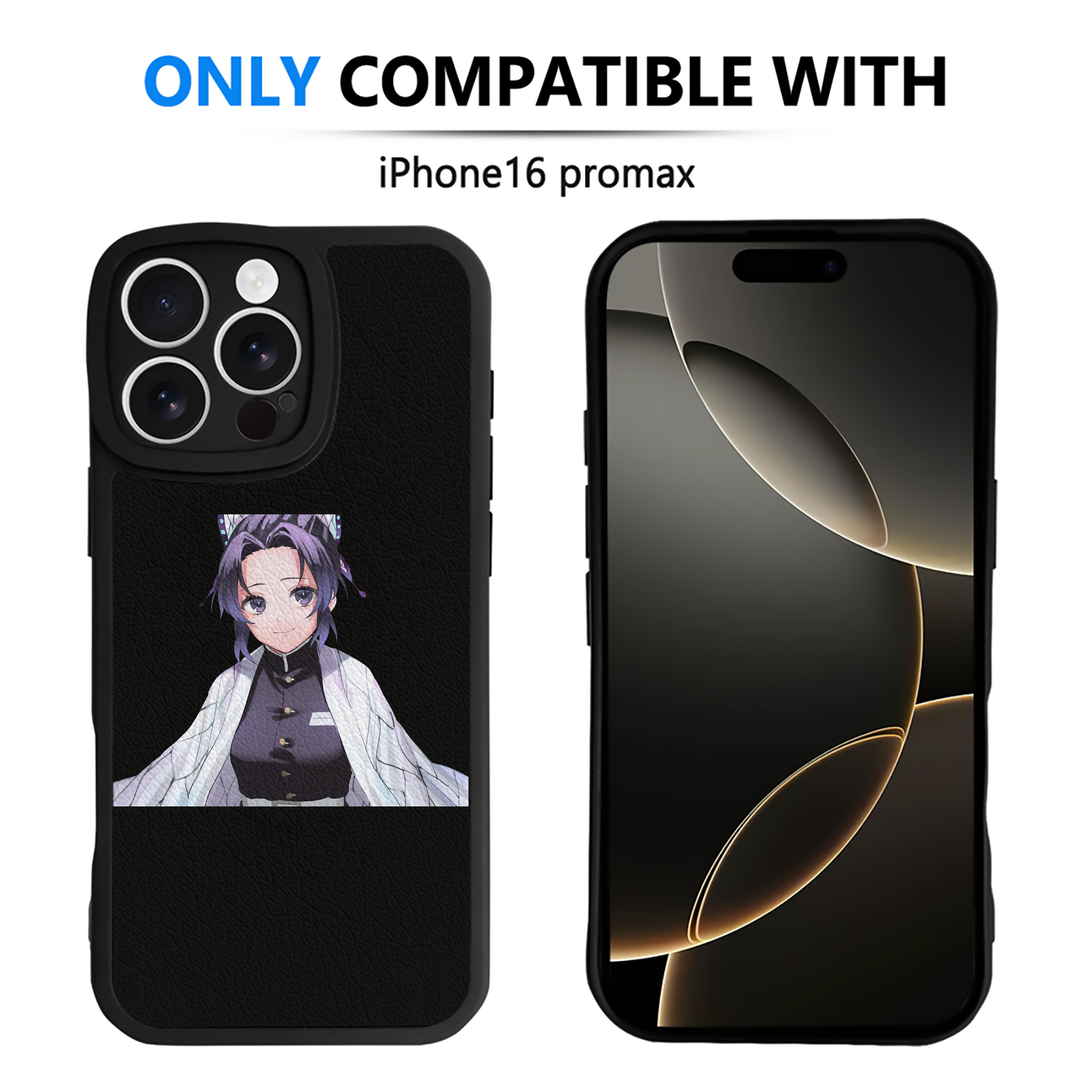 （画像用） 鬼滅の刃（きめつのやいば）蟲柱-胡蝶 しのぶ／こちょう しのぶ Kochou Shinobu 【iPhone 16シリーズ対応】シリコンスマホケース（レザー調） 材質：シリコン